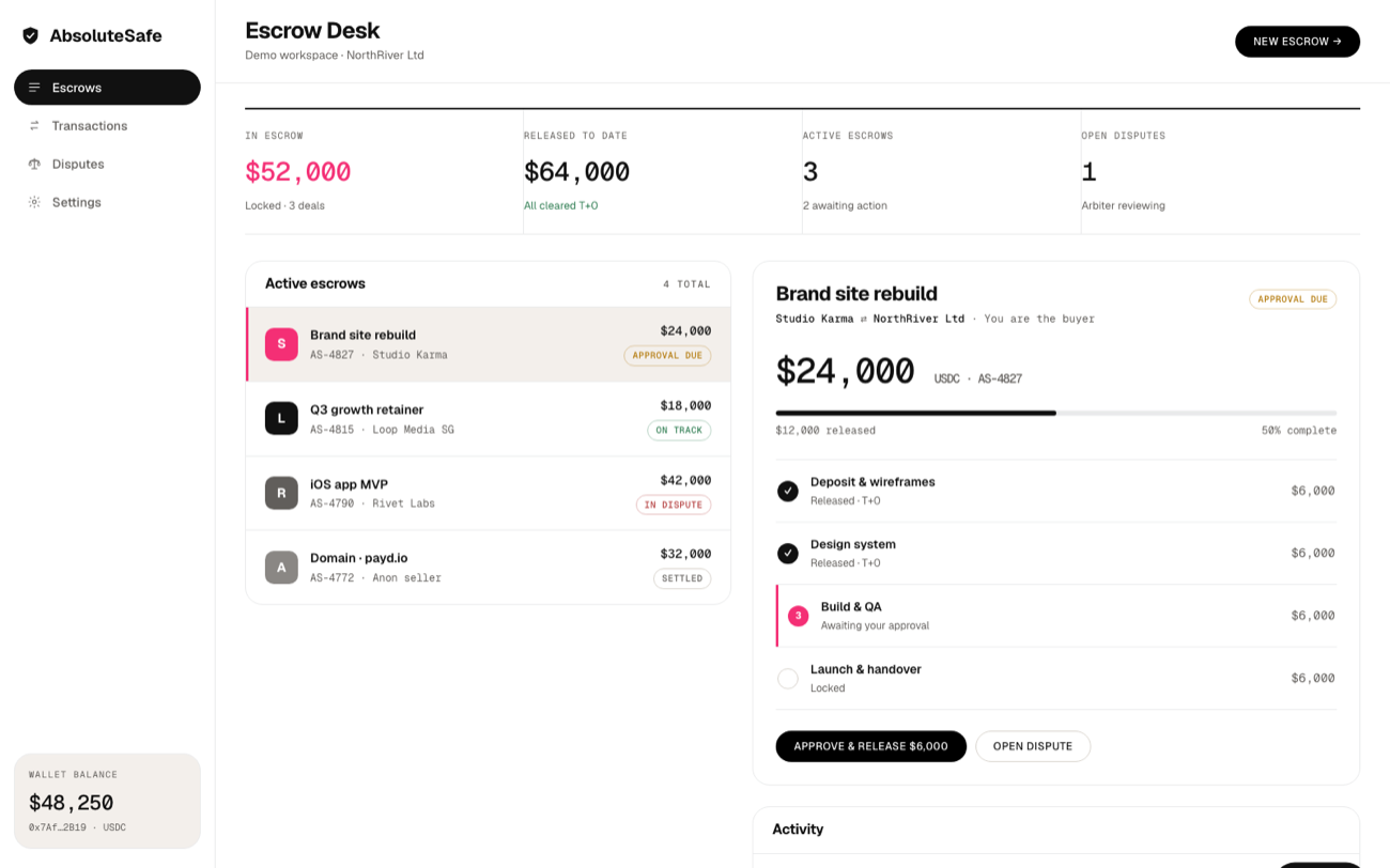 AbsoluteSafe — escrow desk