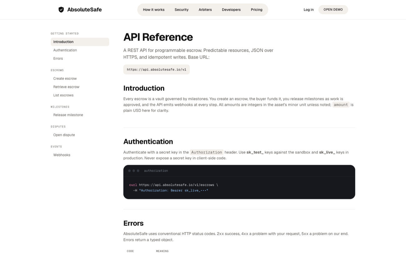 AbsoluteSafe — API reference